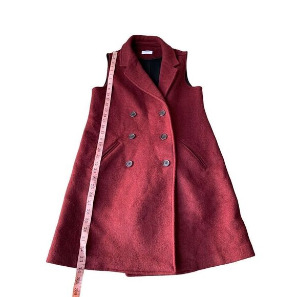 UNTUCKit Vera Double Breasted Wool Blend Vest in Burgundy - Picture 9 of 10